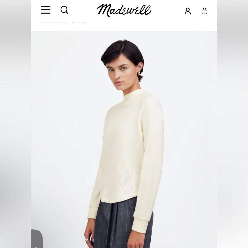 Madewell Waffle Knit Crewneck Cream Sweater Capsule Neutral XS